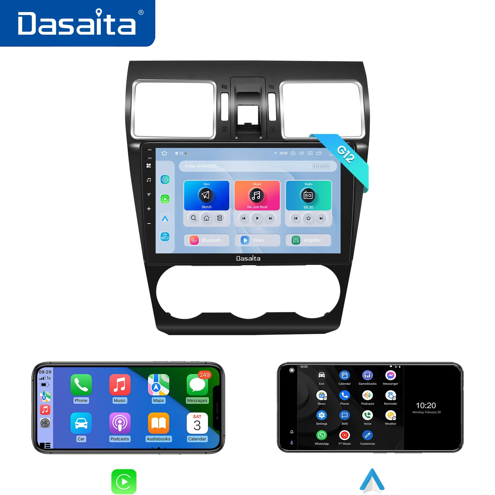 

Dasaita for Subaru Forester 4 WRX Levorg 2016-2021 Qualcomm 665 9" QLED Screen Carplay Android Auto Radio Android 12 Car Stereo