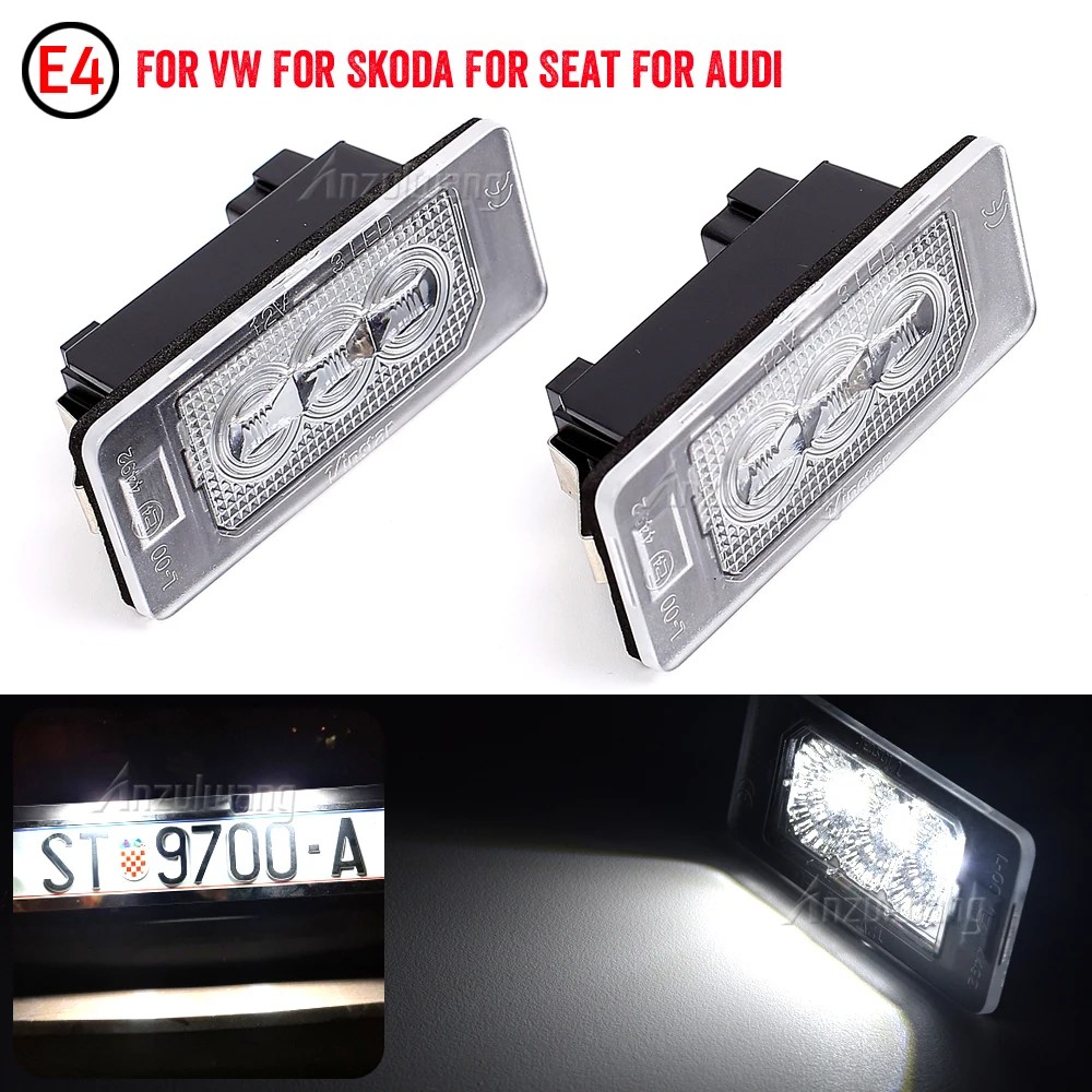 2Pcs LED License Number Plate Lamp Light For VW Golf Touareg Passat Tiguan Jetta For Audi A1 A3 For Seat Ibiza For Skoda Octavia