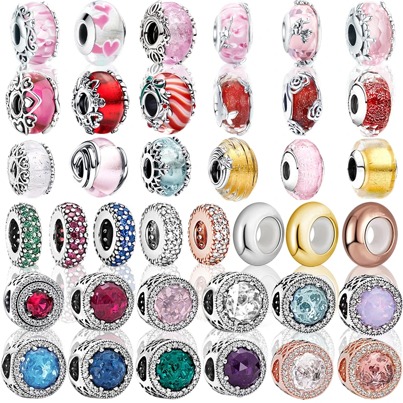 

Прозрачные блестящие бусины-шармы из муранского стекла для оригинальных серебряных браслетов-змейок и ожерелий, для создания украшений своими руками, подарок для женщин