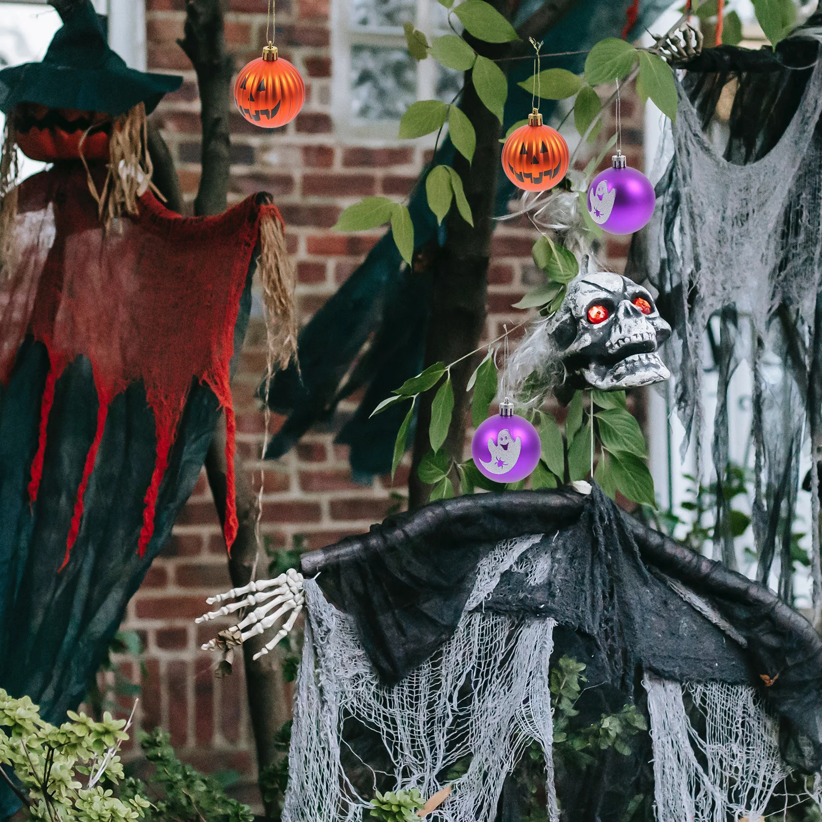 6 قطع من كرات اليقطين المبتسمة للهالوين، زينة معلقة، مستلزمات حفلات الهالوين، مستلزمات حفلات المهرجانات