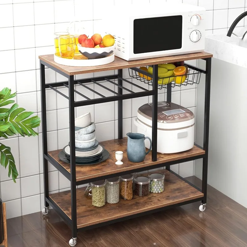 Kitchen Baker's Rack Kitchen Cart Utility Storage Shelf Microwave Oven Stand Storage Shelf