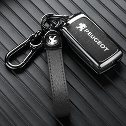 Zinc Alloy Car Key Case Cover For Peugeot 301 308 408 508 2008 308S 3008 4008 5008 307 Accessories Leather Keychain Bag Holder
