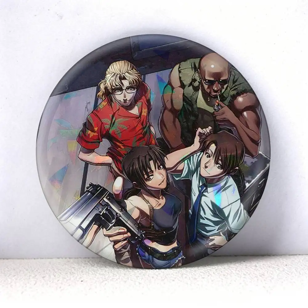 Revy Black Lagoon Anime  75mm 44mm 25mm Accessories Toys Badge Brooch Backpack Hat Pins
