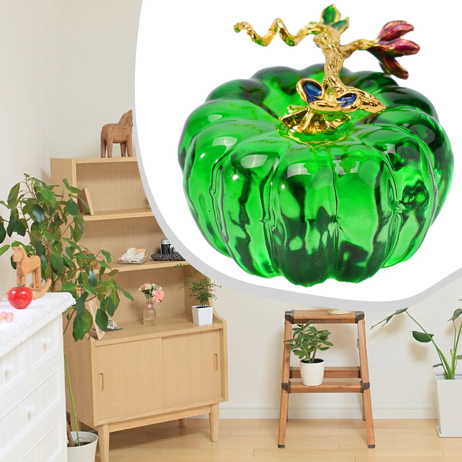 Imagem -04 - Ornamento de Abóbora de Vidro para Decoração de Casa Estatueta Criativa Amarelo Vermelho e Verde Lembrança do Quarto 65 mm Novo