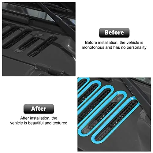 

Light Blue Hood Vent Cover Trim For Jeep JK JKU 2007–2017 Two And Four Door Models Exterior Decorative Enhancement