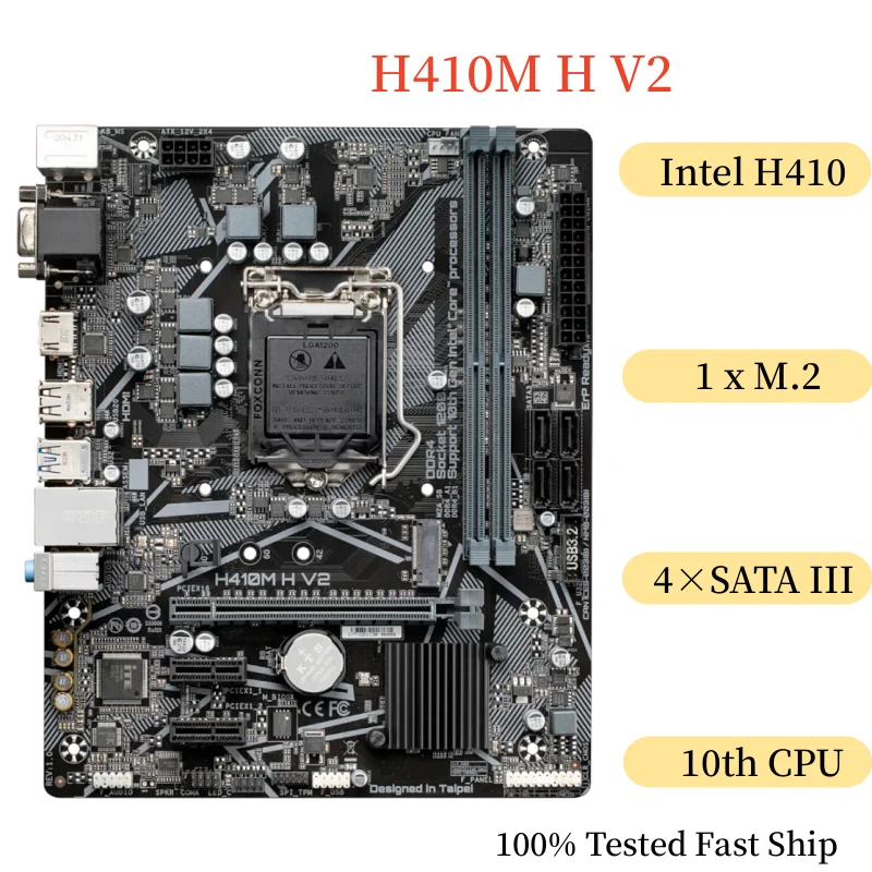 

Материнская плата для Gigabyte H410M H V2 64 Гб LGA1200 DDR4 поддержка 10-го процессора Micro ATX материнская плата 100% протестирована Быстрая доставка