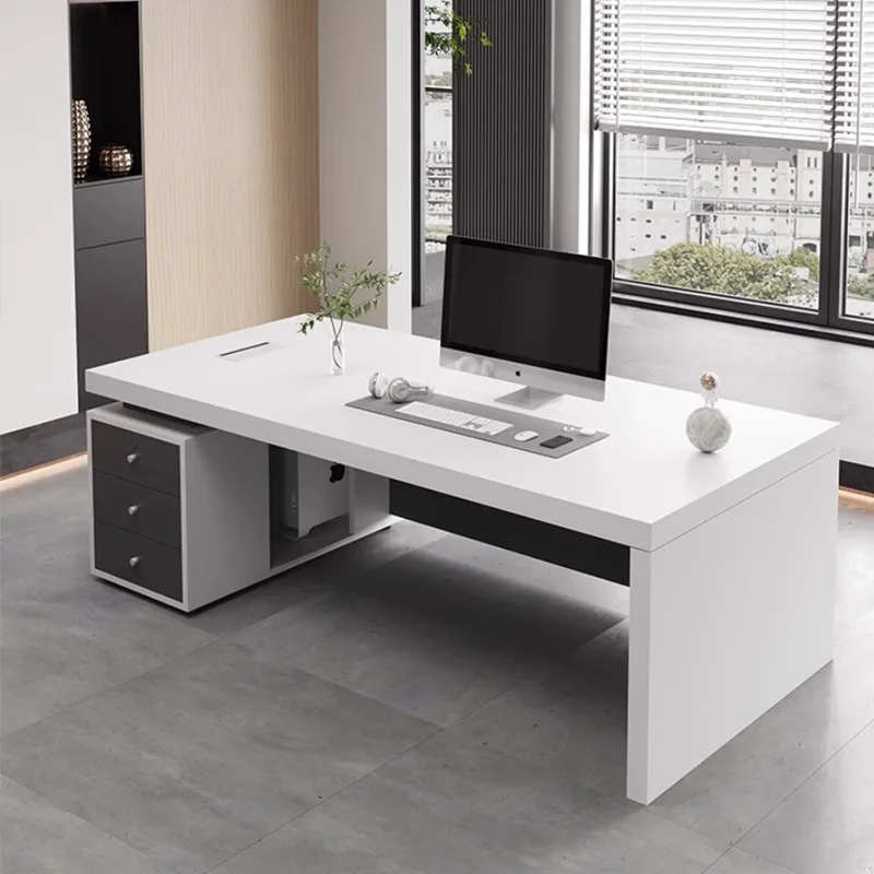 

desk and chair combination, light luxury, high-end sense, simple modern manager supervisor, large class desk, single computer