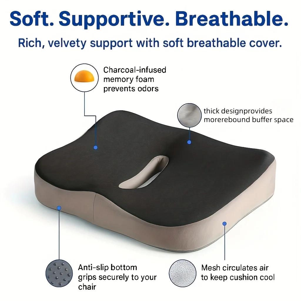 قطعة واحدة من وسادة مقعد إسفنجية الذاكرة، مناسبة لفترات الجلوس الطويلة - دعم مريح لكراسي المكاتب والمكاتب المنزلية