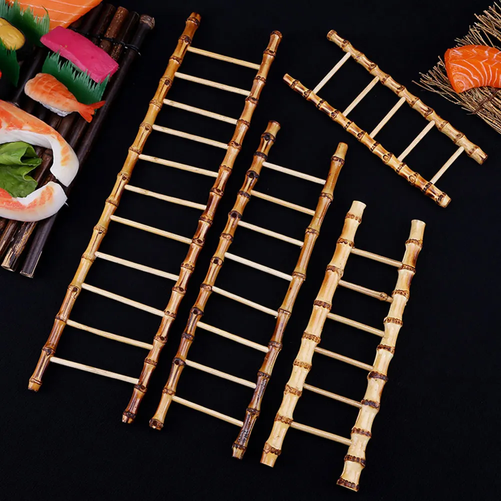 

Bamboo Ladder nament 8 Sections for Sushi Dish Decor Mini Realistic Ladder Model Photo Props Home Bar Cafe Hotel Sashimi Tray