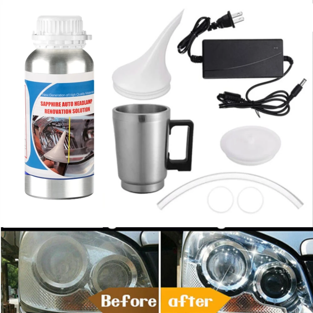 800ML Liquid Polymer Headlights Restorer Regeneration Automotive Cleaning Kit Teapot Car Lamps Polymer Steam for Headlight