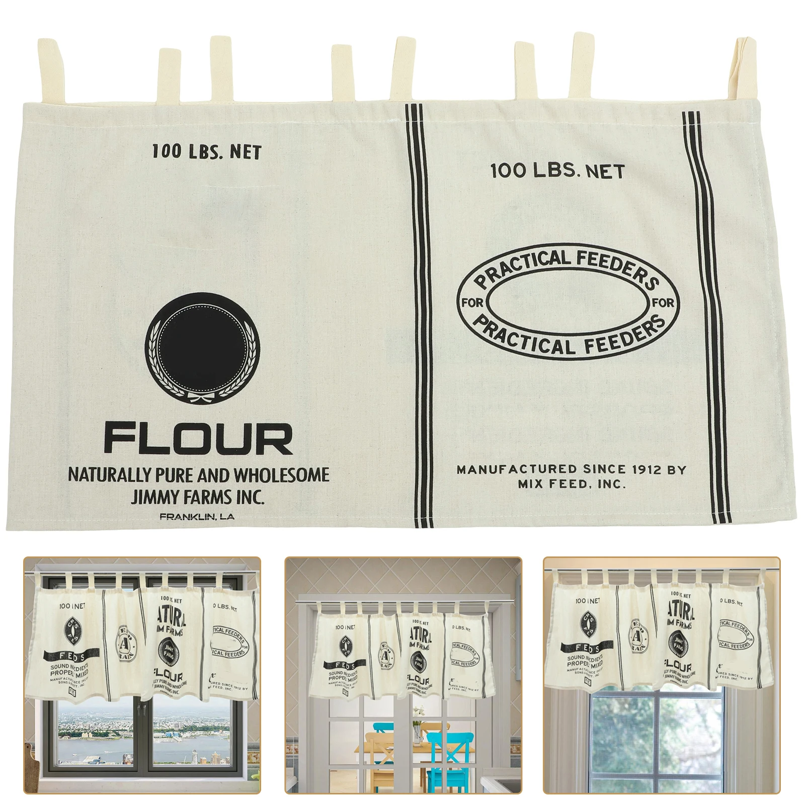 

Kitchen Curtain Vintage Valance Curtains Unlined Privacy Protection Heavy Fabric Shading Performance