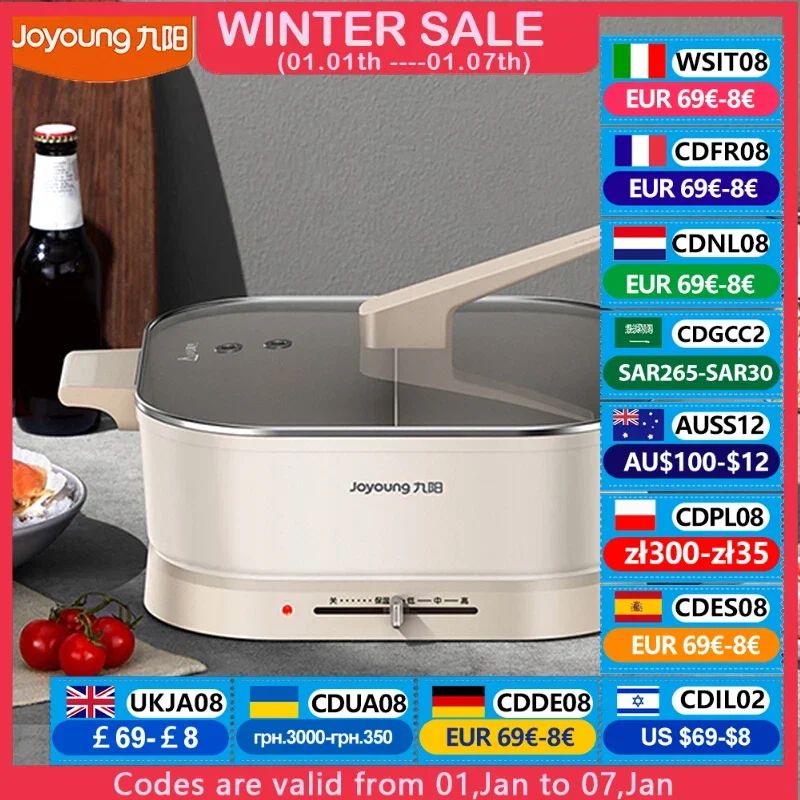 Joyoung Household หม้อหุงข้าวไฟฟ้า6L Non-Stick เดี่ยว/คู่รสหม้อร้อน2000W เครื่องทำความร้อนเหนี่ยวนำ pan สำหรับสตูว์ทอด