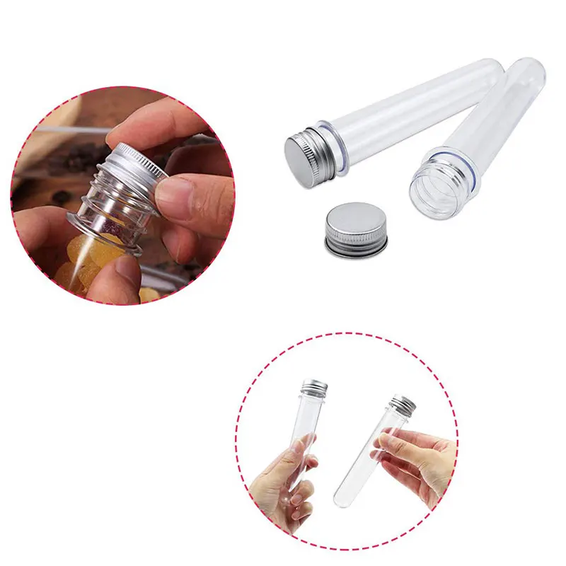 12 Piece 40ml Plastic Test Tube With Screw Cap Capsule PET Bottle Aluminum Cap Packing Tube With Pressure Sensitive Seal