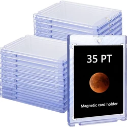 Porte-cartes magnétique 35PT, protecteur de cartes de sport de baseball, cartes à collectionner, manchons en plastique dur, vitrine, 5 pièces par paquet