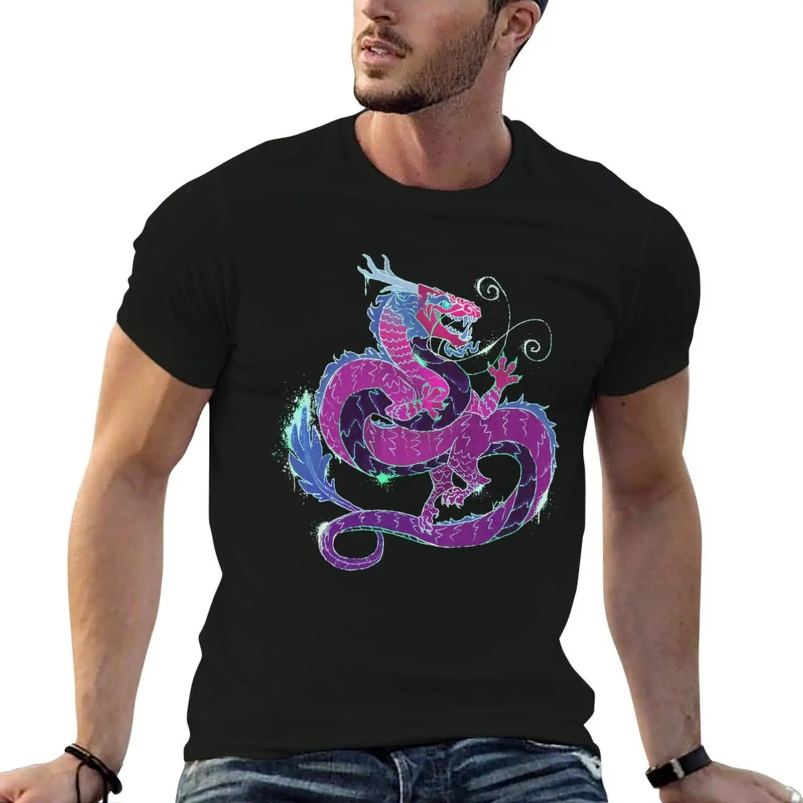 

Neon Graffiti Dragon T-Shirt man t shirts for men casual man t shirt designer T-Shirt