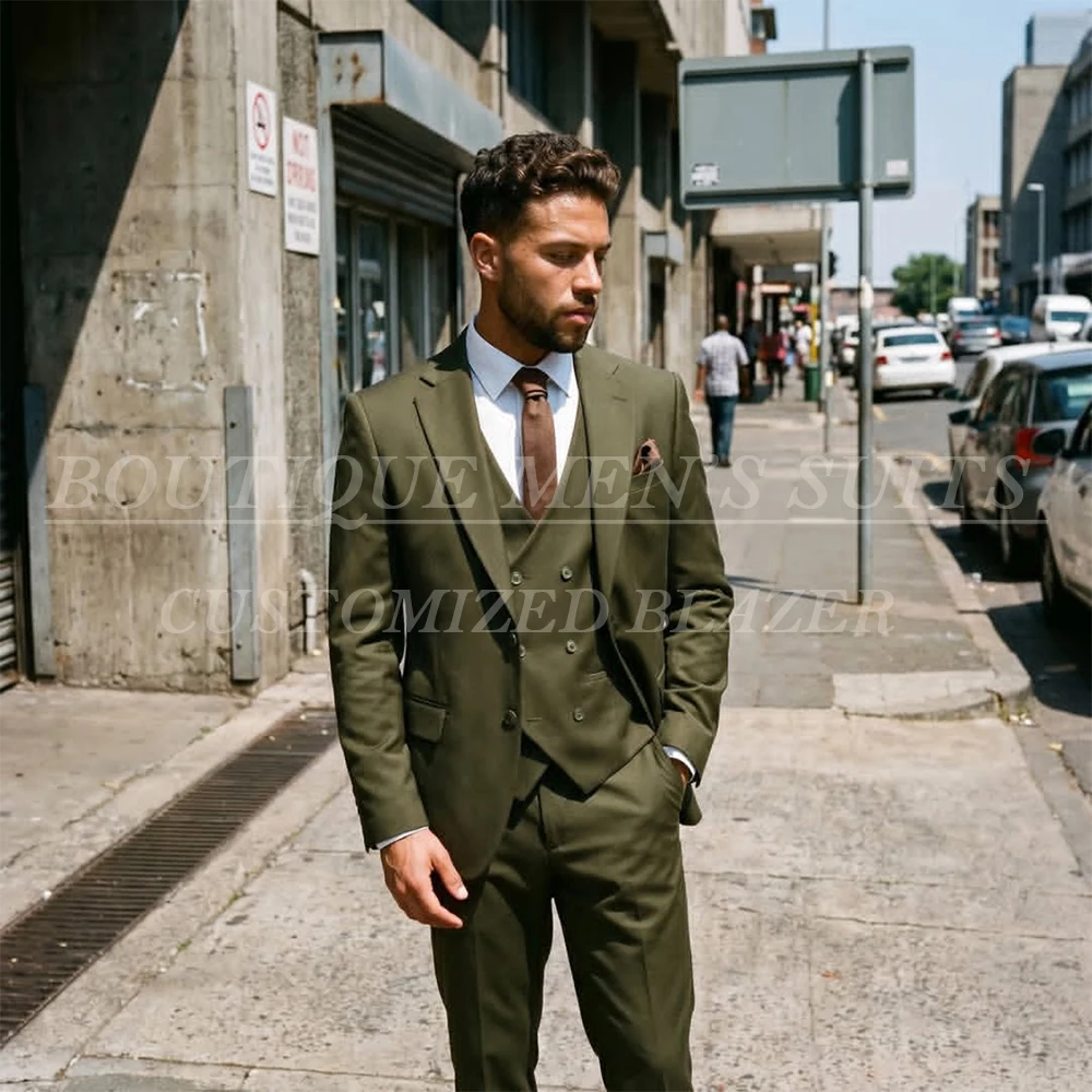 

Luxury Wedding Men's Suits Elegant Groomsmen Single Breasted 3 Piece Jacket Pants Vest Formal Male Clothing Costume Homme