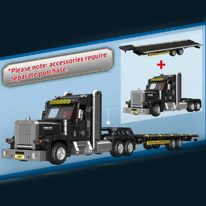 Blocos de Montar de Caminhão Pesado Americano, Veículo de Transporte Criativo, Modelo de Tijolo com Vista da Cidade, Brinquedo para Meninos, Presentes para Adultos e Crianças, 873PCS