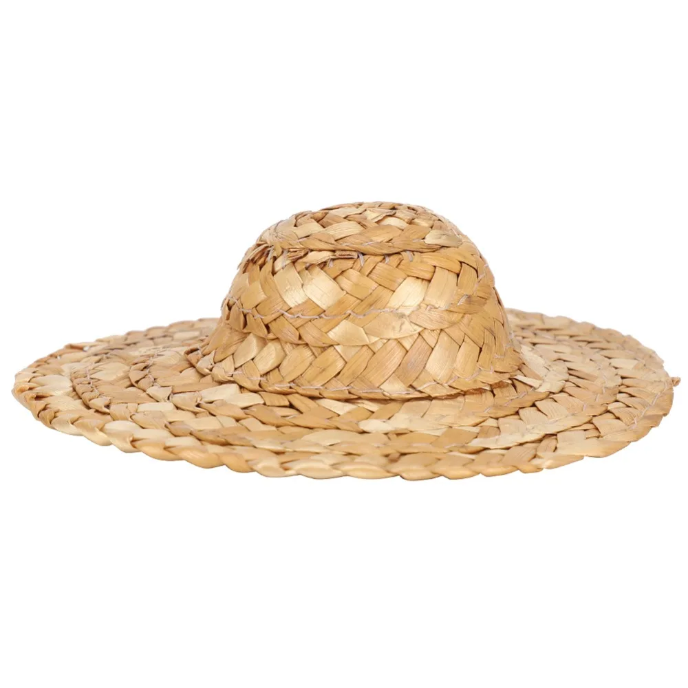 10pcs Accessories Hand Knitting Straw Hat Brown Straw HandWoven Grass Cap Woven Caps Themed Events