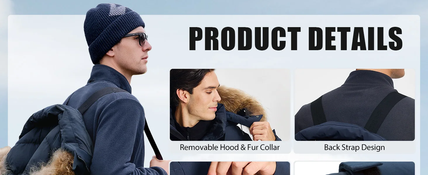 Pioneer Camp Men's Winter Coat Down Parka Jacket Men Heavyweight Thicken Insulated Puffer Jacket with Removable Faux Fur Hood