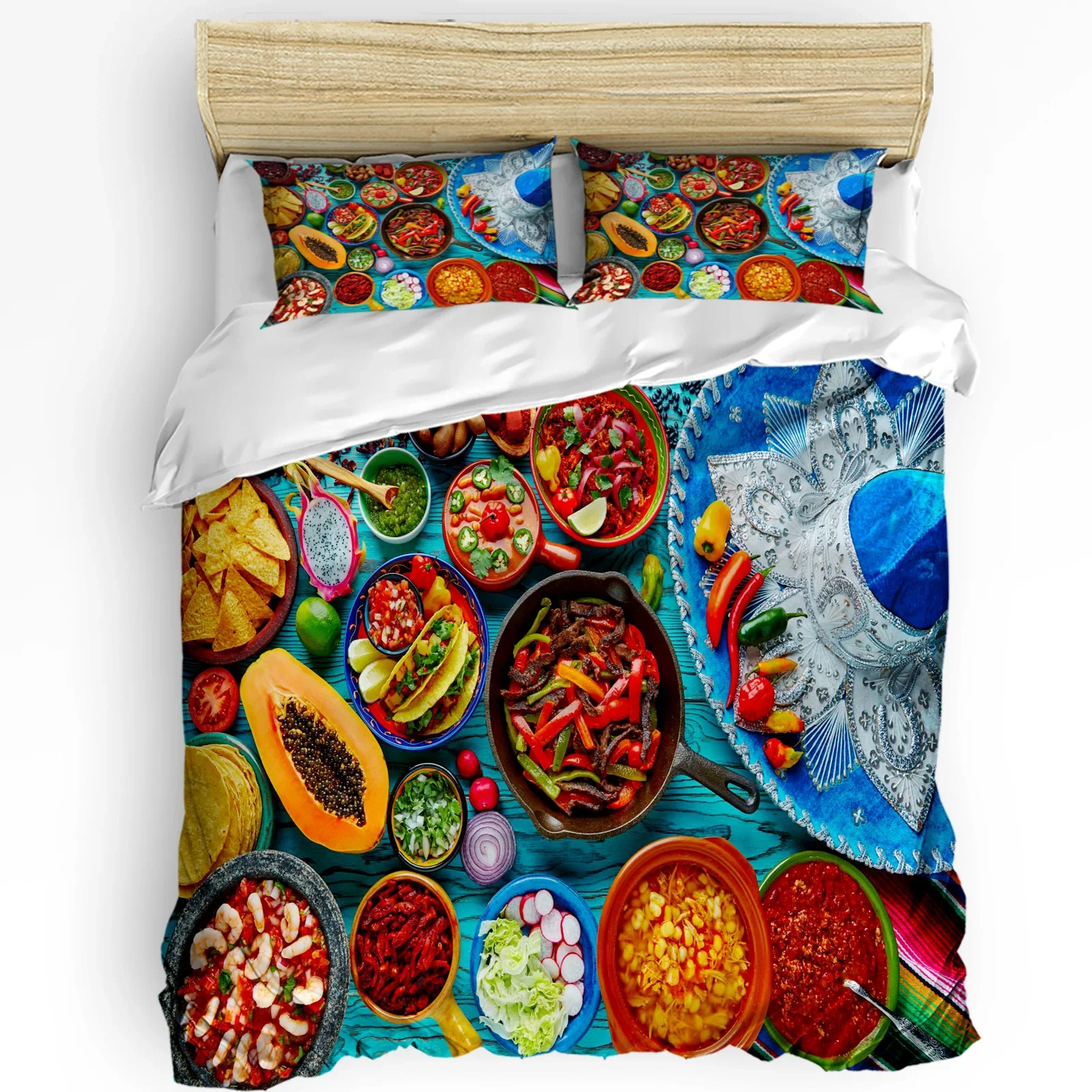 

Mexico Colorful Food Printed Comfort Duvet Cover Pillow Case Home Textile Quilt Cover Boy Kid Teen Girl Luxury 3pcs Bedding Set