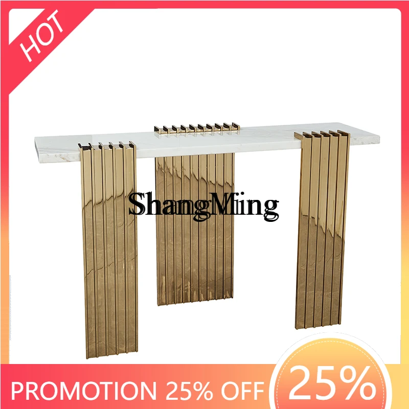 

SM home lighting luxury entrance table against the wall marble stainless steel end view table