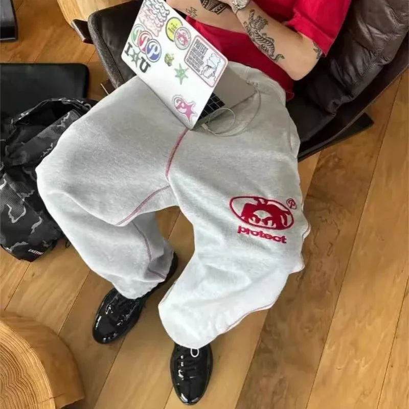 

Deeptown Y2k Oversized Woman Grey Sweatpants Hip Hop Sports America Streetwear Embroidery Pants Casual Jogging Men Trousers 2024