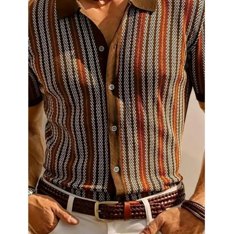 

Мужской вязаный свитер, винтажный полосатый открытый кардиган, Thiened Nine-Quarter Sve Collar Ciwalk, подходит, модный