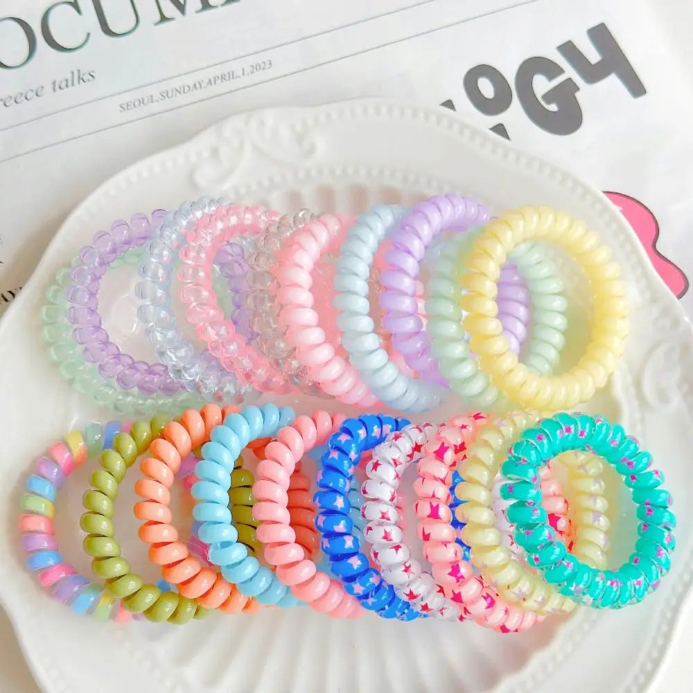 

Wave Point Spiral Cord Hair Ring Stretch Star Sweet Elastic Hair Tie Colorful Headwear Telephone Wire Hair Rope Ponytail Holder