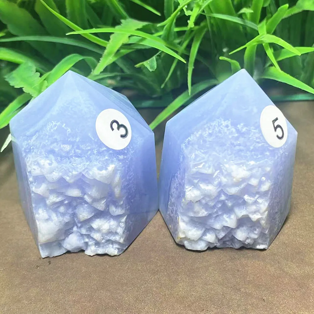 

Natural crystal blue agate magic wand raw mineral decoration girlish heart semi-gemstone ornament chakra