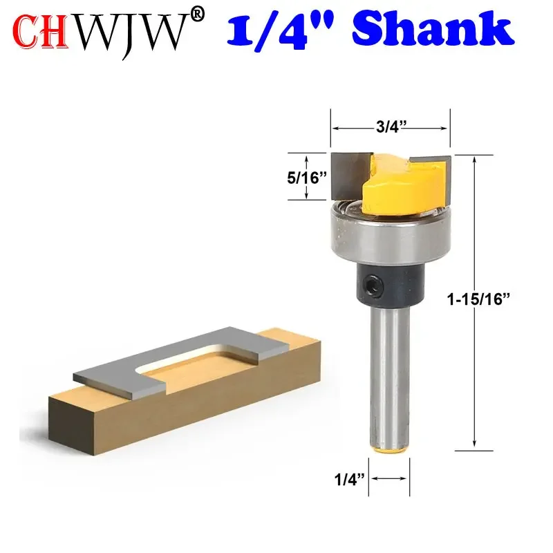 1pc Template Trim Hinge Mortising Router Bit - 1/4