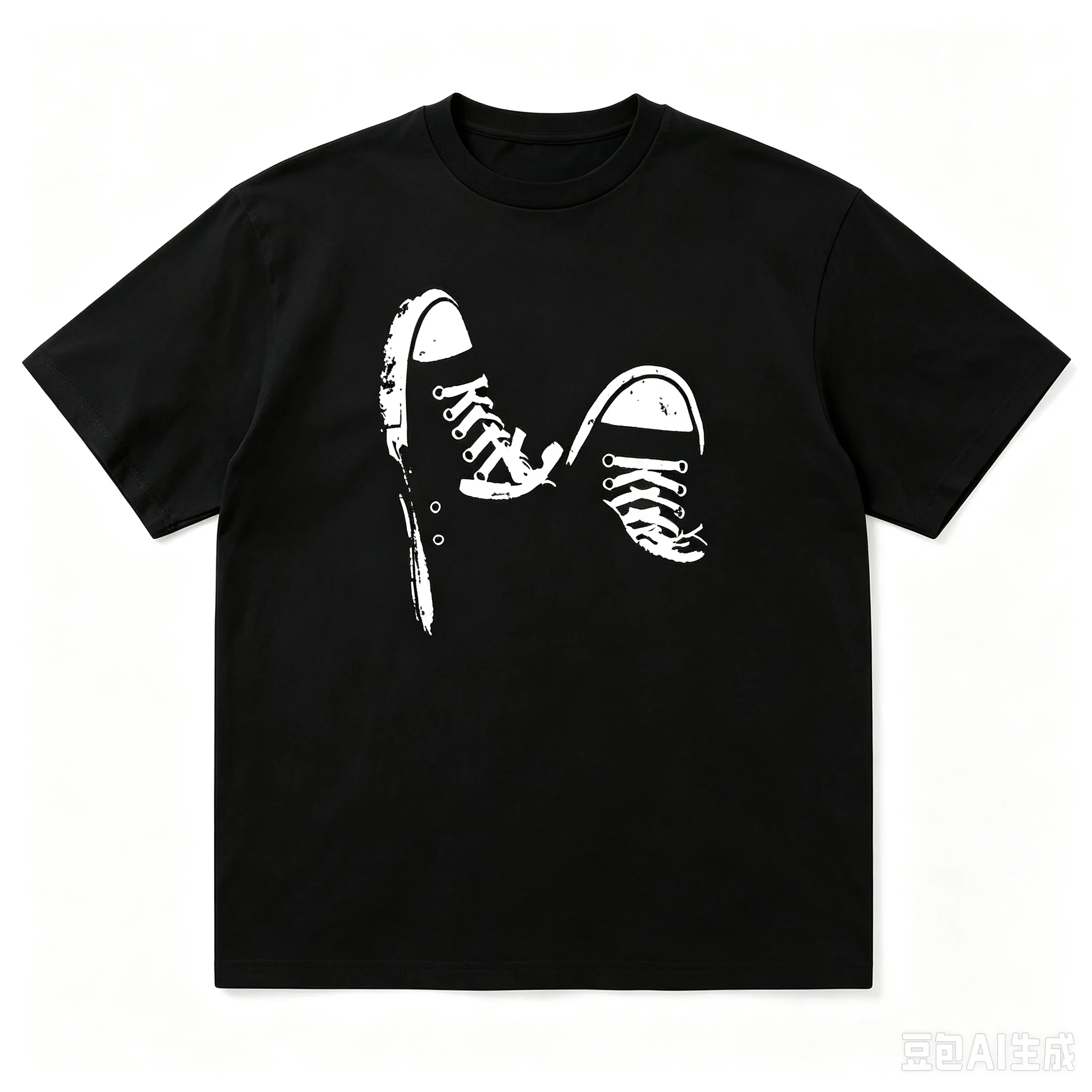Men Vintage Sneaker Silhouette Graphic T-Shirt Grunge Shoe Print Crew Neck Short Sleeve Tee
