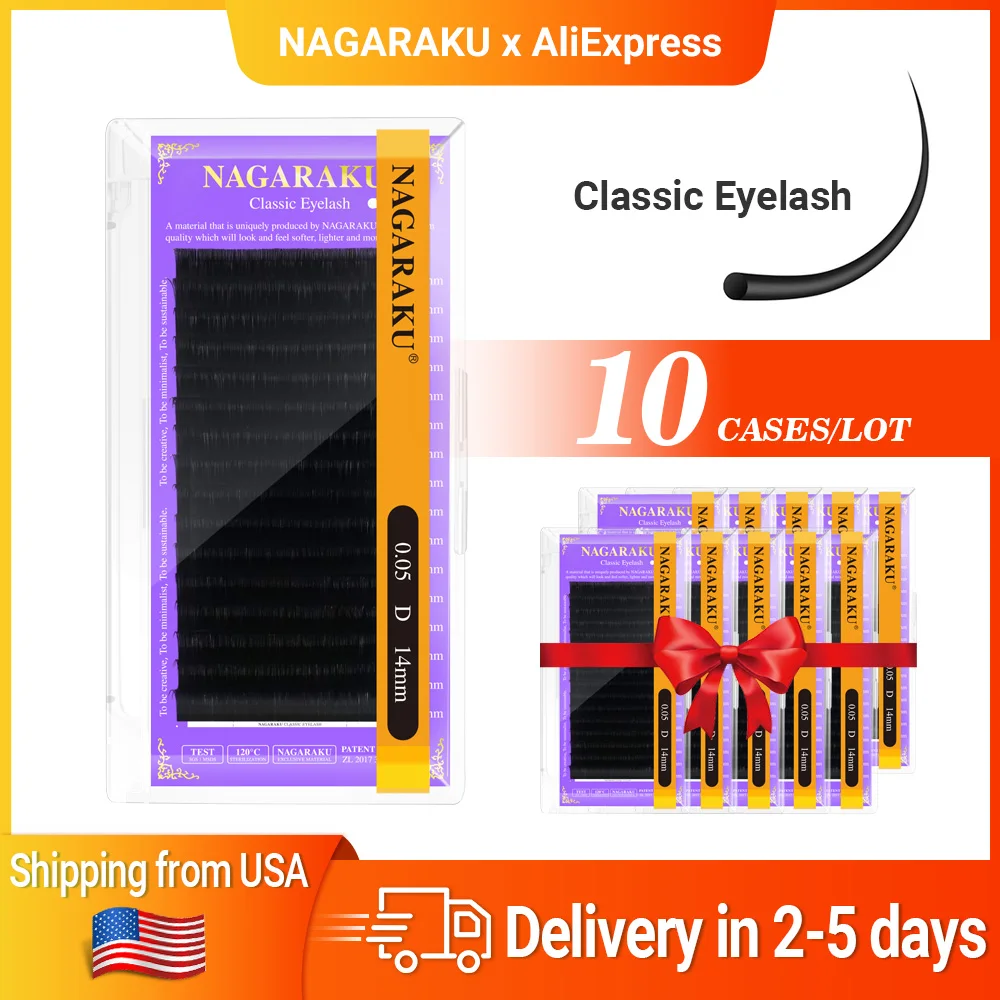 NAGARAKU Ship From USA 10 Cases Classic Lashes Fast Free Delivery in 2-5 days by Express