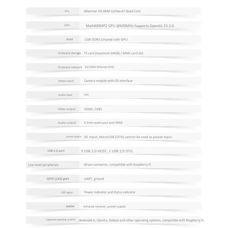 Best-For Orange Pi PC Arm Development Board H3 1GB DDR3 4 Core 1.6G Open Source Run Android4.4 Ubuntu Debian