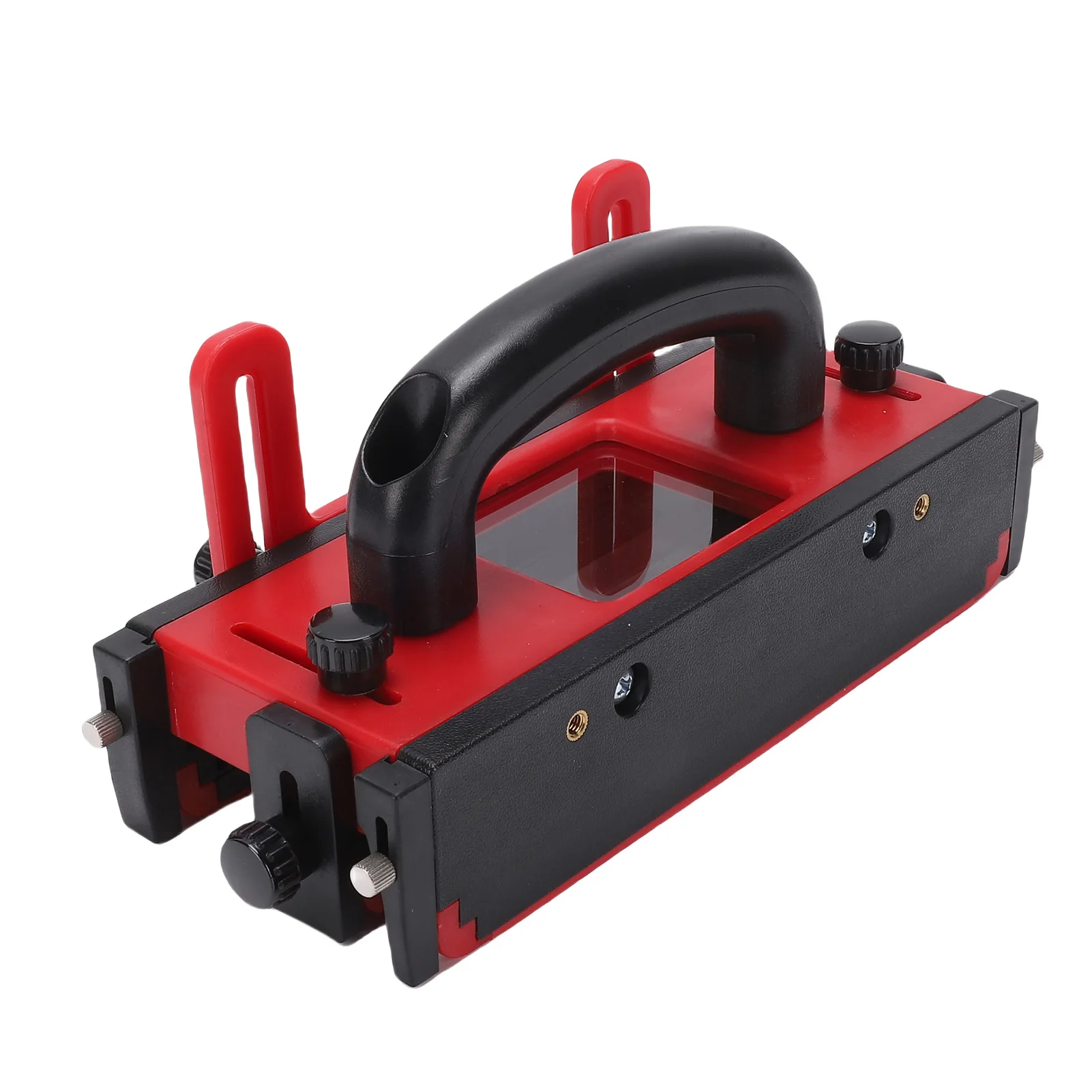 1Pcs ABS Router Table Push Block Transparent Window Metal Sliding Rod Woodworking Push Block 1/4 Inch and 1/2 Inch Side Legs