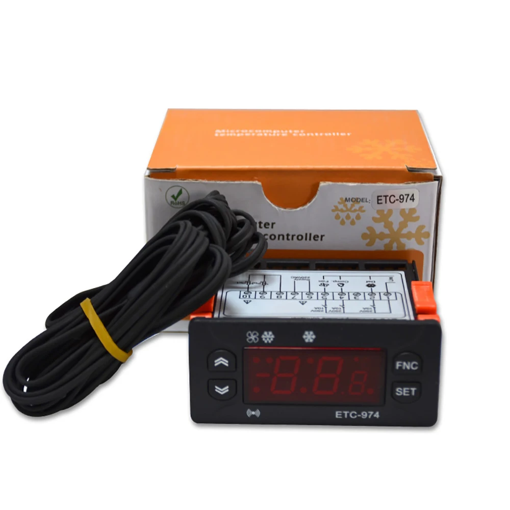 

5PCS Mini Temperature Controller Refrigerator Thermostat Regulator Thermoregulator Thermocouple with NTC Dual Sensor ETC-974