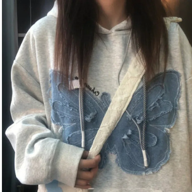 

2023 Ropa Mujer Jackets For Women Cropped Tops Butterfly Long Sleeve Zip Up Sweatshirt Casual Coats Fashion Korean Y2k Hoodie