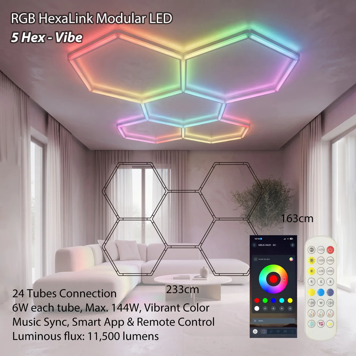 RGB Hexagon Lampjes Muziek Sync LED RGB Veranderbare Kleur Snelheid Instelbaar DIY Kleurmatige Verlichting Over Thread Smart Home