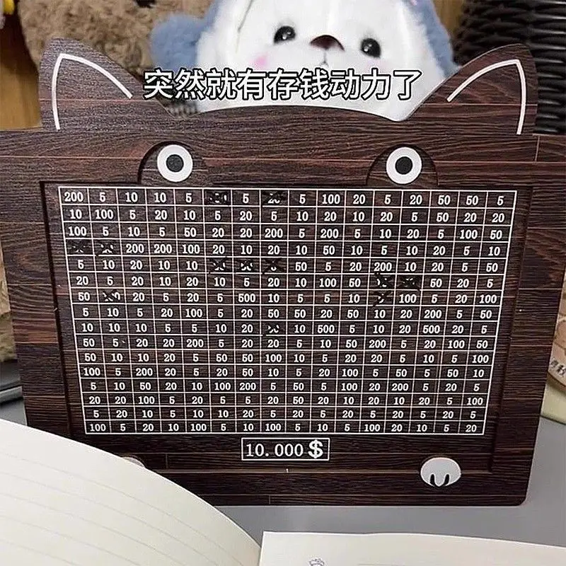 DIY cat shape wooden piggy bank clock in plan savings box high value desktop ornament cute cartoon student gift