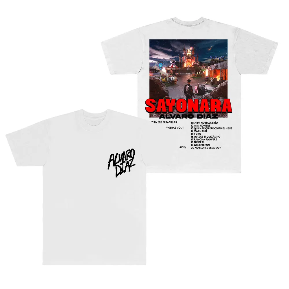 Alvaro Diaz Tracklist T-Shirts Sayonara Tour 2025 Merch Top Summer Women Men Fashion HipHop Streetwear Short Sleeve Tee