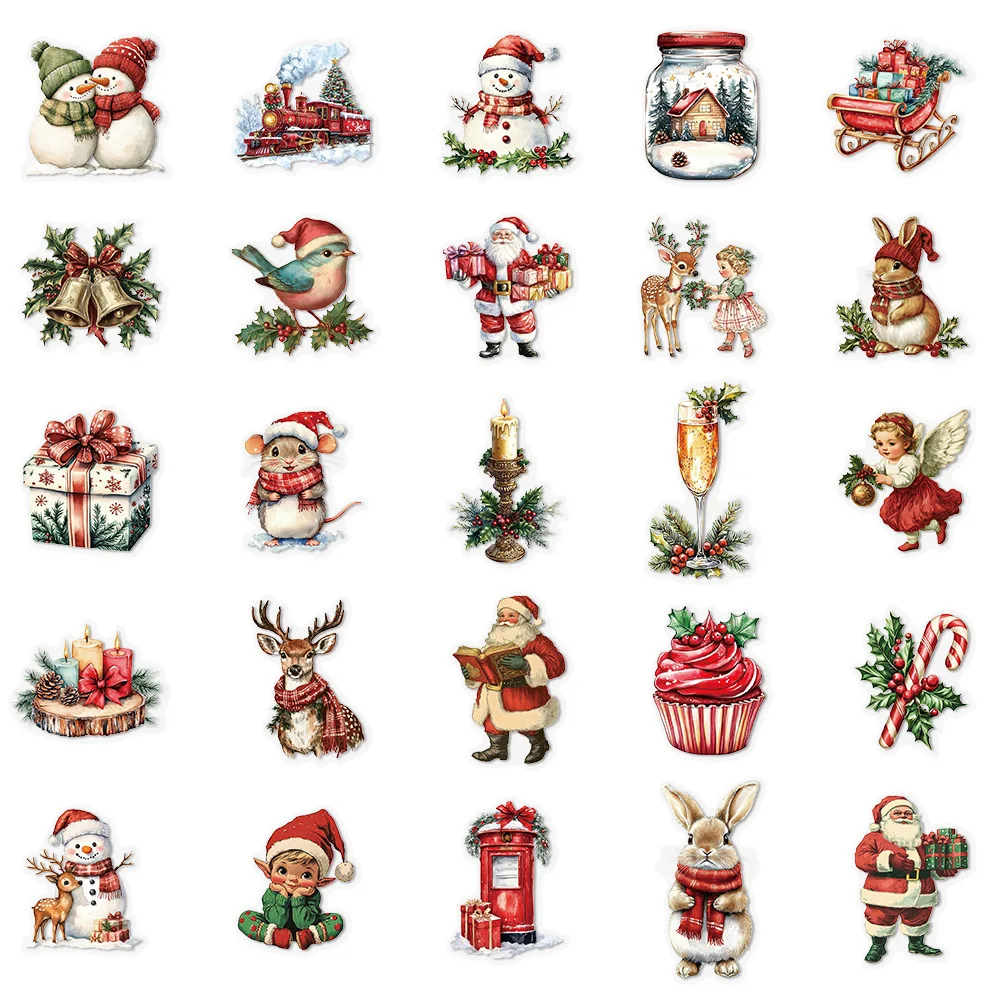 50 個シートクリスマスステッカーペット透明防水 Diy 装飾手作りアカウント電話ケース水カップタブレットステッカー