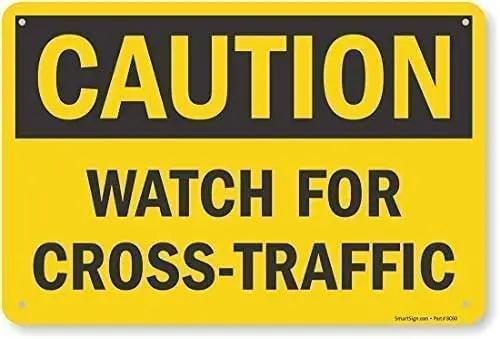 1p,Caution - Watch For Cross-Traffic Sign Metal Vintage Metal Sign  inches, TinSignEUa29131