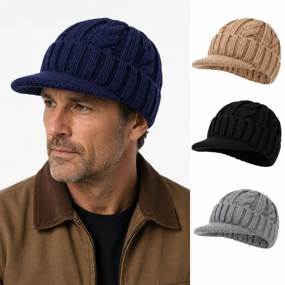 Versatile Thickened Warm Knitted Hat Double Layers Fur Lined Beanie With Earmuffs Coldproof Outdoor Warm Hat for Autumn Winter