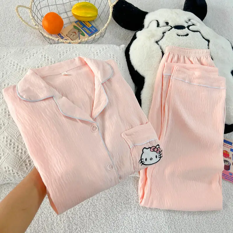 

Kawaii Hello Kitty Pajamas Pants Chiikawa Usagi Cotton Anime Hachiware Long Sleeves Pants Sleepwear Casual Student Homewear