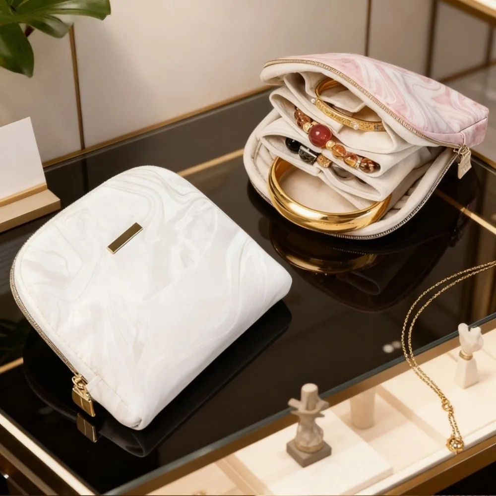 

Retro Multi-layer Jewelry Storage Bag Zipper Ring Pendant Watch Storage Bag Bracelet Multifunctional Bangle Organizer Travel