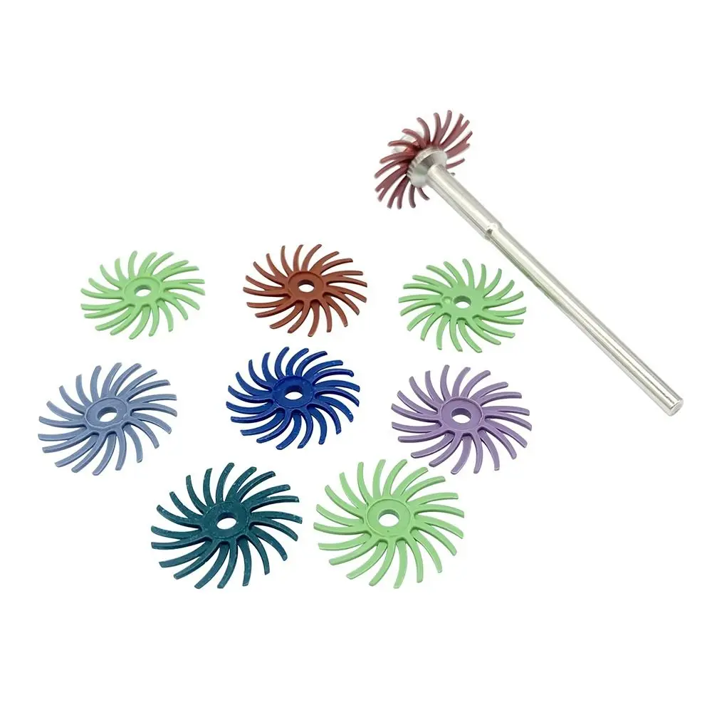 5Pcs 25mm Radial Gap Polishing Grinding Head Abrasive Brush Slit Detail Bristle Disc 2.35/3mm Shank Polishing Wheel