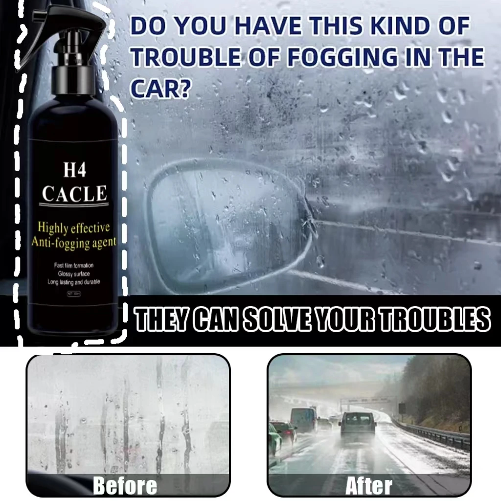 Anti-fog Spray Glass Coating Agent Windshield Defogger Long-lasting Auto Mirror Car Glass Waterproof Spray Hydrophobic