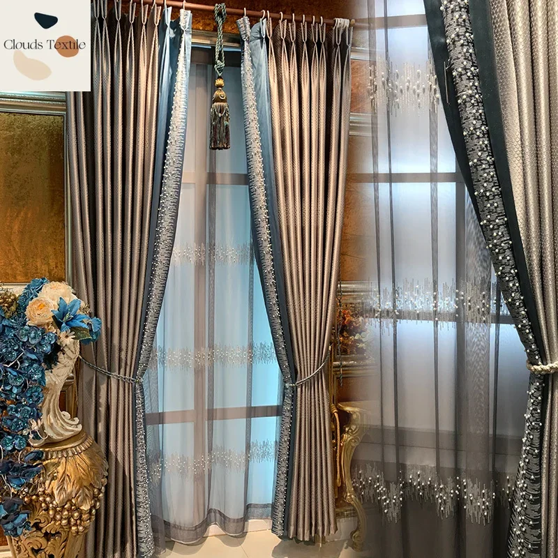 

Curtain Shading New Curtains for Living Dining Room Bedroom Bay Window Modern American French Light Luxury Custom Gray Customize