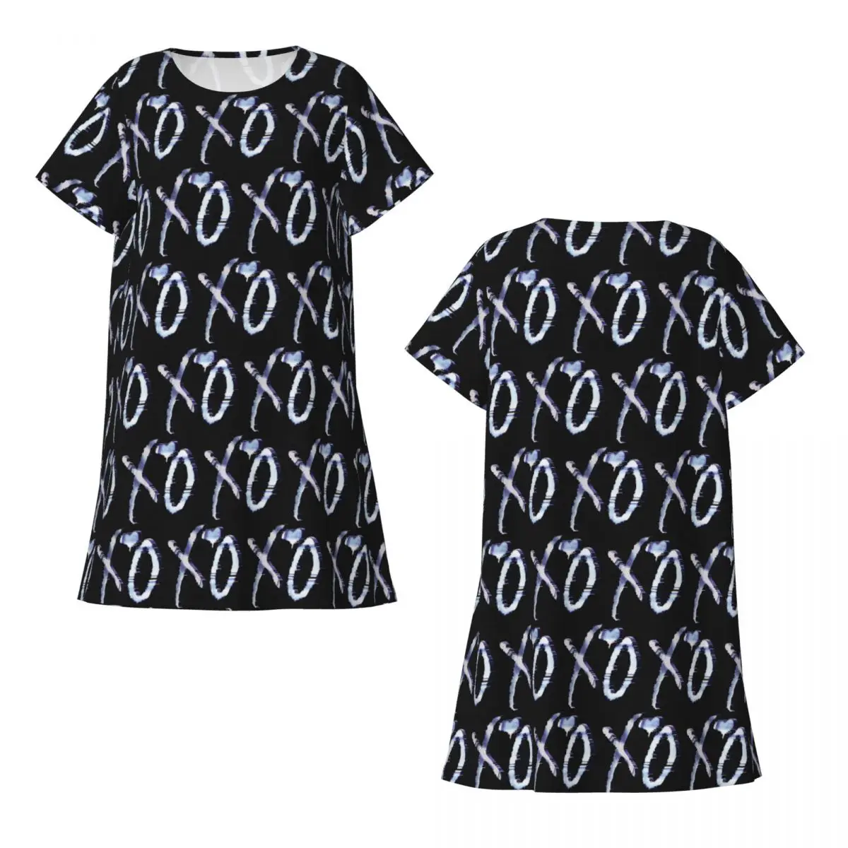 Custom The Weeknd Short Sleeves Nightdress For Sleeping Sleepshirts Women Short Sleeve Nightgowns Loose Pajama Dress