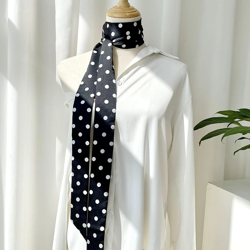 Sciarpa lunga piccola da donna sciarpa di seta in Chiffon stampata per donna cintura nastro Infinity sciarpa giapponese fazzoletto da collo da donna