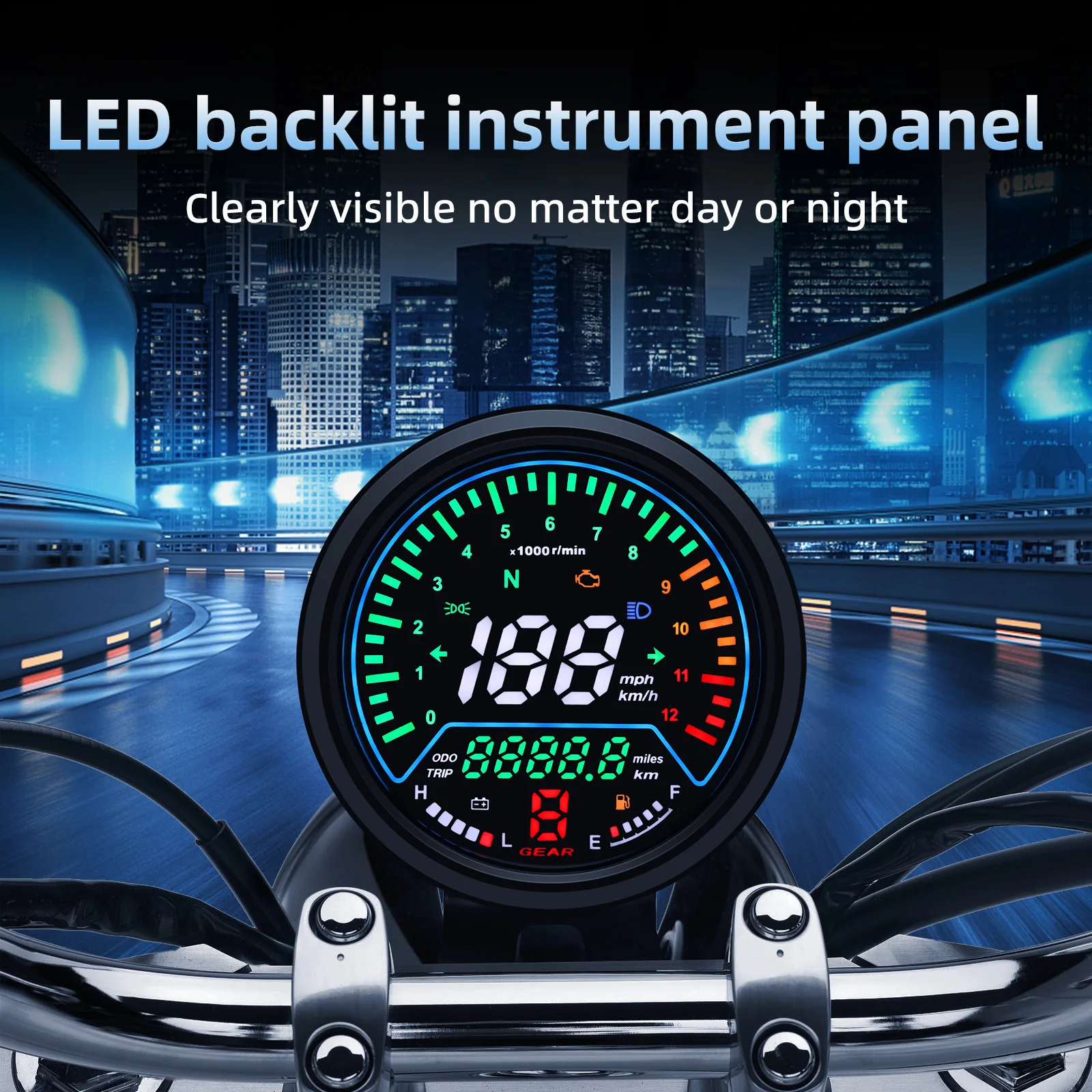 Motorcycle RPM Speed Speedometer Moto Digital Instrument Panel Voltage Meter Oil Level Gauge Trip Indicator for Harley for Honda
